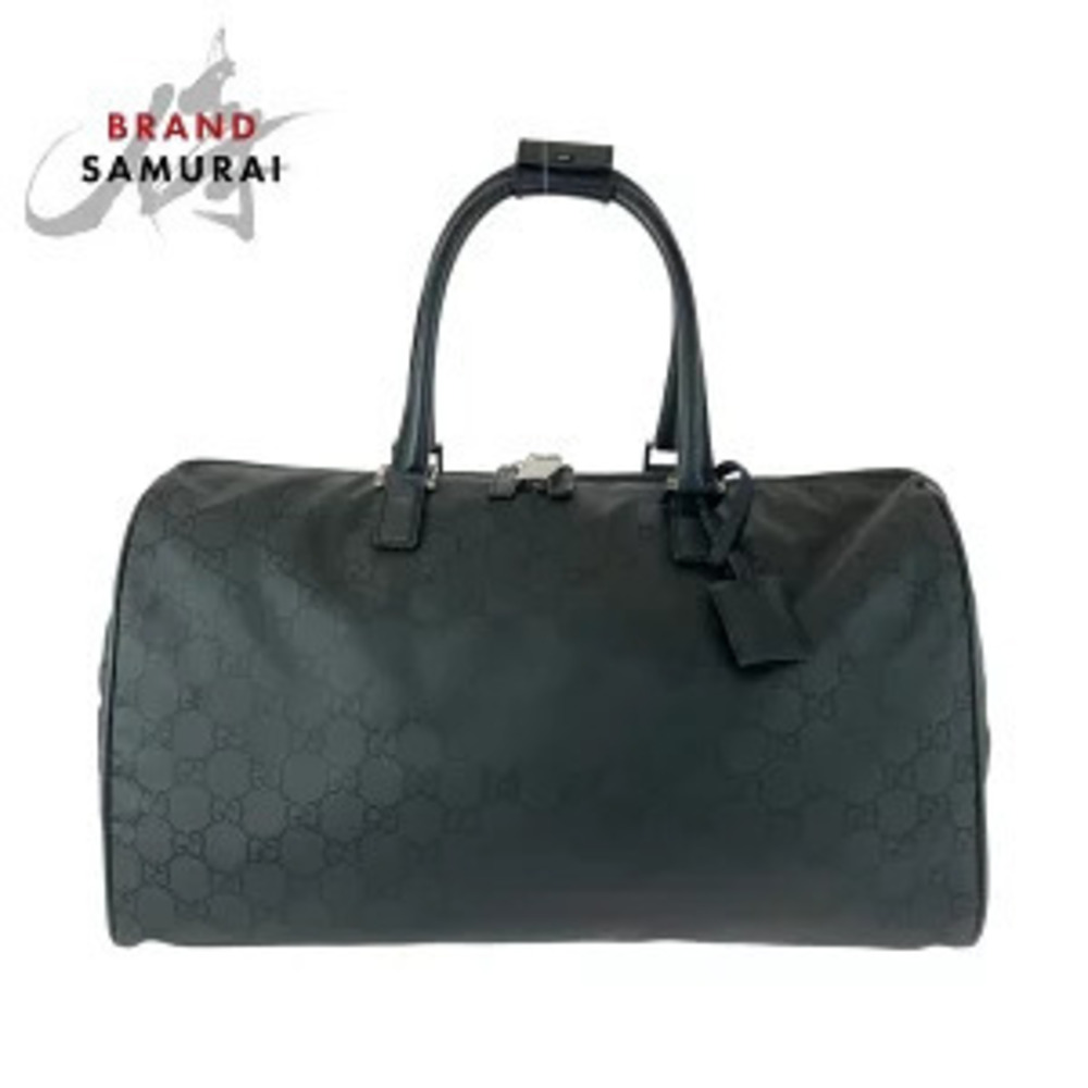 Gucci Boston duffel bag black GG monogram canvas leather